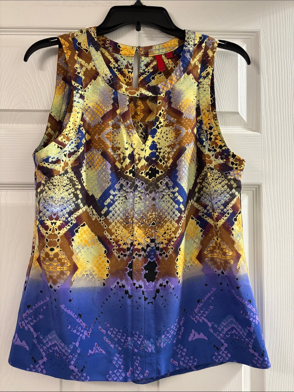 5/48 Sleeveless Blouse in Blue, Gold and Brown
